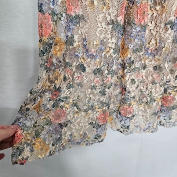 Zara Woman Pastel Lace Floral Pleated Midi Skirt Medium - Picture 6 of 6